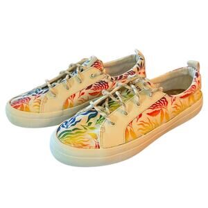 Sperry Crest Vibe White Rainbow Pride Sneakers Size 9